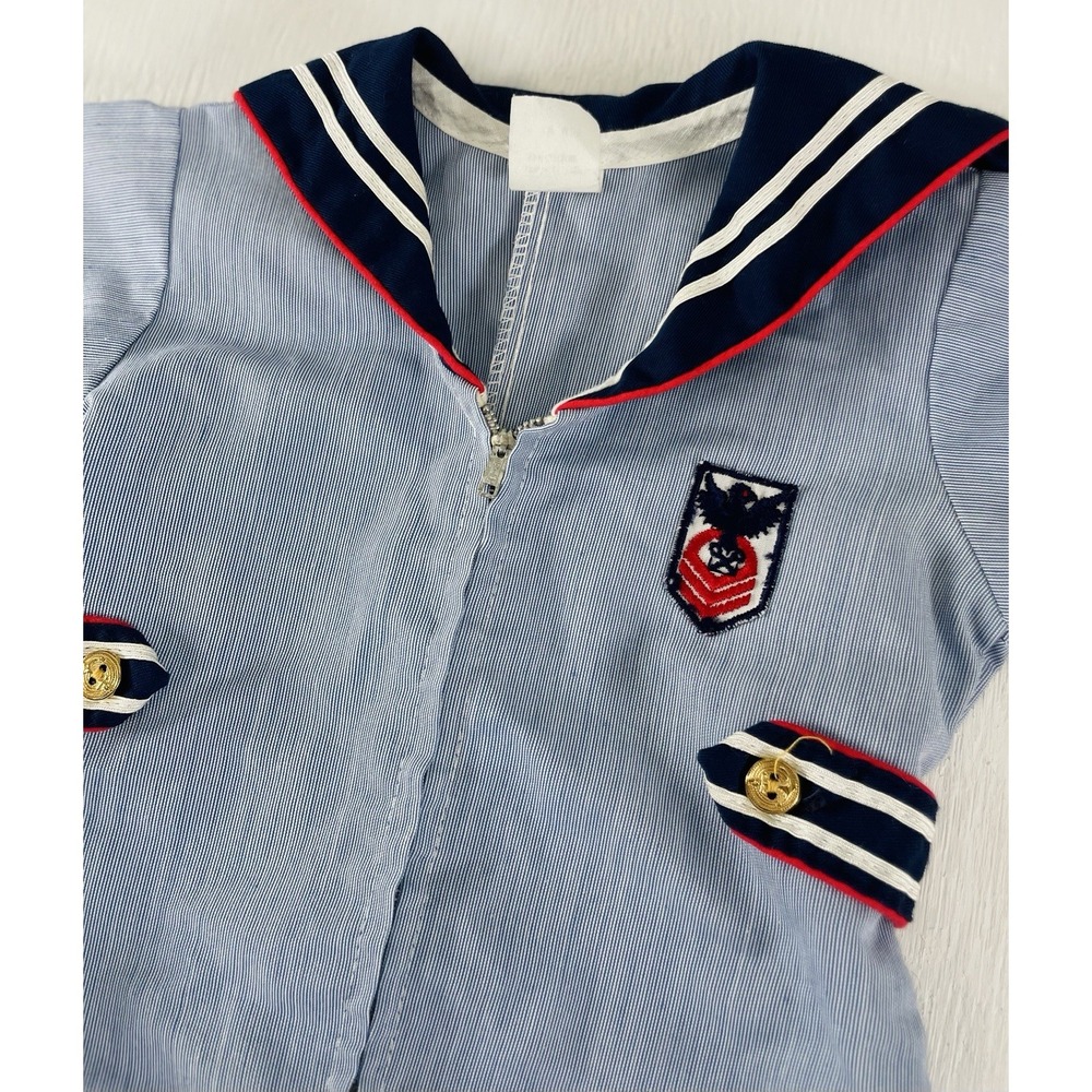 Vintage Little Bit Sailor Romper Baby 18 Months USA Coastal‎ Boating Nautical - Picture 2 of 8